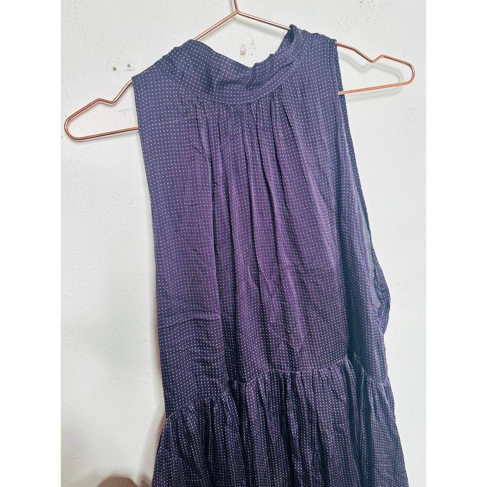 CLUB MONACO Black 100% Silk High Neckline Tie-Back Midi Dress size 4 - Picture 5 of 14